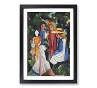 Four Girls by August Macke Framed Print | A2 Black Framed Wall Art | Ready to Hang | Modern Nature Picture | Living Room Bedroom Lounge Office