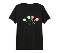 Four Green Red Roses Spring Flower Fun Kids Mens Womens Tee Premium T-Shirt
