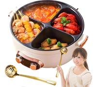 Four Grid Multifunctional Stew Pot, 4 Grid Electric Hot Pot, 7L Large Capacity, Dual Control Chinese Shabu Shabu Pot for Family Party