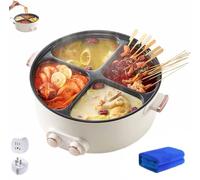 Four Grid Multifunctional Stew Pot, Multifunctional Integrated Stew Hot Pot, 6L/202oz Large Capacity, Zone Temperature, 2000w, Non Stick Hot Pots for Family Meals