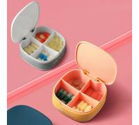 Four Grid Portable Pill Storage Box, Essential Item for Travelers Managing Their Medications (Gray-white)