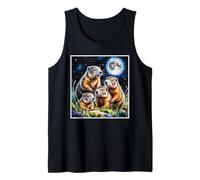 Four Groundhogs Under Moon Nature Animal Art Wildlife Tank Top