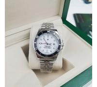 (Four-hand Submariner, five-bead silver strap, black bezel, white Submariner) Coke ring Black basket ring Submariner Water Ghost solid steel band luminous quartz watch