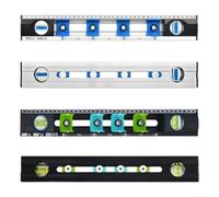 Four-Hole Positioning Level Ruler, 410 mm Aluminum Alloy, Multi-Functional Horizontal and Vertical Leveling Tool for Accurate Hole Marking in Home Decoration Projects(Silver blue)