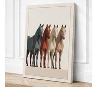 Four Horses in Line Canvas Wall Art Print 30x20 Inch (76 x 51 cm)
