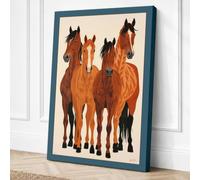 Four Horses Standing Rustic Canvas Wall Art Print 18x12 Inch