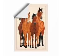 Four Horses Standing Rustic Unframed Wall Art Print A1 (84.1×59.4cm), Wall Decor for Living Room, Bedroom, Office & Home, Art Gift
