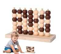 Four in a Row Chess, Wooden Three-Dimensional Table Game, Classic Educational Strategy Board Game for Kids Ages 3+