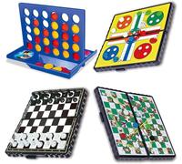 Four in a Row, Saijer 4 in a Line Game Line Up 4 Game Mini Board Games Connect Classic Connect Board Game Snake Chess Ludo International Chess Travel Games(4 Sets)