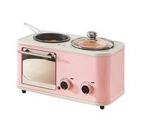 Four-in-One Multifunctional Electric Breakfast Machine with Smart Oven and Retro Toaster for Frying, Sandwich Making, and Health Pot, Pink