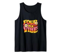 Four is A Vibe Groovy Retro 70s Style Daisy 4th Birthday Tank Top