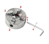 Four-Jaw Lathe Chuck Z011A, Manual Chuck for Mini Lathes - 1.8-35 mm Internal / 12-65 mm External Jaw Range, Zinc Alloy Construction, for X1 Thread