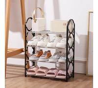 Four Layer Detachable Shoe Storage Solution Perfect for Dorms and Entryways, Space Saving Design (Black)