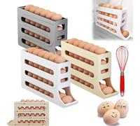 Four-Layer Egg Storage Rack, 4 Tiers Egg Holder for Fridge, Can Store 30 Eggs, Home Four-Layer Egg Holder, Egg Holder for Fridge, Suitable for Kitchen, Cabinets (3Pcs)