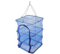 Four-layer Foldable Hanging Fish Drying Net Basket Blue