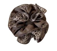 Four Layer Stitched Double Sided Coffee Scrunchies Elastic Hair Tie For Women Soft Lightweight Fabric Hair Ornament Double Sided Coffee Brown Scrunchies