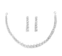 Four Leaf Classic Style AD/American Diamond Studded Rose Gold Plated Handcrafted Circle Necklace Set for Women & Girls