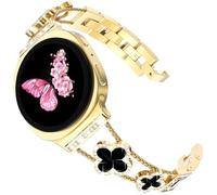 Four-Leaf Clover Band for Galaxy Watch 8/ Watch 8 Classic 40mm/44mm, Sparkling Bling Diamond Luxury Bracelet Band for Women for Sansung Galaxy Watch 8/8 Classic, Gold/Black