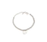 Four-Leaf Clover Bracelet for Women, 5 mm Ball Bracelet, Length 16 cm+5 cm Adjustable, Stainless Steel, Unisex Silver, Elegant Birthstone Charm, Durable, Significant Gift Idea, Taglia Unica, Stainless