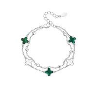 Four-Leaf Clover Bracelet For Women S925 Silver Sterling Bracelets Rose Gold Chain Bracelet Adjustable Peacock Jewelry Gifts for Girl Her Wife Mum