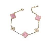 Four Leaf Clover Bracelet For Women Stainless Steel Lucky 4 Leaf Link Bracelet Wrist Dangle Jewelry For Mother And Daughter