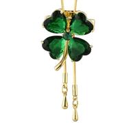 Four Leaf Clover Brooch Pin Pendant Plated Crystal Brooch for Women Lucky Decor St Patrick's Day Holiday Christmas Jewelry Gift, A Variety of Ways to Wear, Metal, crystal