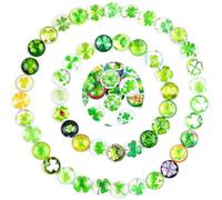 Four-Leaf Clover Colourful Glass Stones,100 PCS Coloured Lucky Clover Glass Stones 12mm Glass Cabochons Clover Four Leaves Lucky Gemstones Charms Decoration for DIY Crafts Jewellery Making
