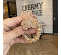 Four leaf clover crystal headband temperament hair tie, large intestine hair loop, small bear hair rope hair accessory