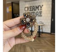Four leaf clover crystal headband temperament hair tie, large intestine hair loop, small bear hair rope hair accessory
