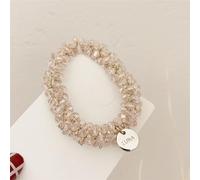 Four leaf clover crystal headband temperament hair tie, large intestine hair loop, small bear hair rope hair accessory