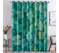 Four Leaf Clover Curtains for Bedroom Living Room, Artistic Botanical Blackout Curtains Eyelet 54 Drop 2 Panels, Patterned Window Drapes, Home Decor 46x54 Inch B-D20