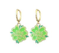 Four-leaf Clover Dangle Drop Earrings Shamrock Clover Lucky Earrings for Women Irish Shamrock Dangling Earrings St Patrick's Day Party Gifts Good Luck Jewelry, M, Zinc, No Gemstone