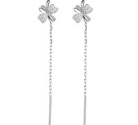 Four - Leaf Clover Ear Threads, White Needle Earrings, Slim The Face And Make It Look Smaller, Suitable For Women's Daily Commuting And Dating, Versatile