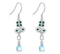 Four Leaf Clover Earrings 925 Sterling Silver Moonstone Lucky Clover Dangle Earrings Four Clover Jewellery for Women