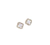 Four-leaf clover earrings - elegant and luxurious women's unique stud earrings with a touch of sophistication. (white)