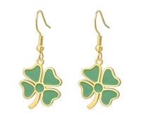 Four Leaf Clover Earrings Green Shamrock Drop Dangle Earrings Good Lucky Charm Friendship Jewelry St Patricks Day Accessories Irish Gift for Women (gold)