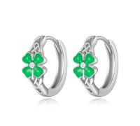 Four Leaf Clover Earrings Sterling Silver Celtic Knot Small Hoop Earring for Women Shamrock Irish Jewellery for Women Girls