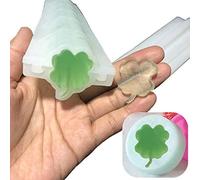Four-Leaf Clover Embed Soap Silicone Mold Good Lock Tube Column Mouse Shamrocks St Patrick's Day Cake Decoration Saint Patrick's Day Gifts