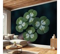 Four-Leaf Clover Leaves Wallpaper - Naturally Luck Wall Mural for TV and Sofa Background, Non-Woven Art Print Decoration Green Wallpaper, for Living Room Bathroom Hallway, 200 x 140 cm