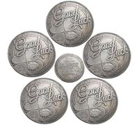 Four-Leaf Clover Lucky Coin Good Fortune Charm Pocket Coin Scratch-Off Tool Suitable for Men and Women to Wear or Collect A Lucky Gift for Friends and Family (5PCS)