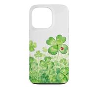 Four Leaf Clover Lucky Garden And Red Ladybug Watercolor Case for iPhone 13 Pro