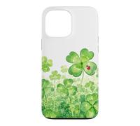 Four Leaf Clover Lucky Garden And Red Ladybug Watercolor Case for iPhone 13 Pro Max
