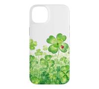 Four Leaf Clover Lucky Garden And Red Ladybug Watercolor Case for iPhone 14 Plus