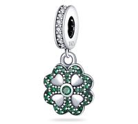 Four Leaf Clover Lucky Mum Mom Heart Ladybird Dog Cat Charm Bead Pendant 925 Sterling Silver Compatible With Pandora Charm Moments Bracelet (Heart Irish Lucky Luck Four Leaf Clover)