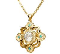 Four Leaf Clover Necklace Zinc Alloy Rhinestone Good Luck Chain | Women Clover Pendant Necklace for Mom Daughter Teen Girlfriend Mothers Day Birthday Wedding Dating Travel