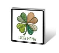 Four-leaf Clover Patchwork LUCKY MAMA Unisex Brooches & Pins Square Lightweight Lapel Badge Jewelry for Clothing Shawl Hat