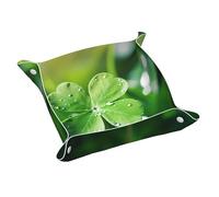 Four-Leaf Clover Small Personalized Leather Storage Tray, Desktop Storage Box, Optimized Space Management