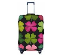 Four-Leaf Clovers in Hot Pink Neon Green Elastic Travel Luggage Covers Dustproof Scratch-Resistant Suitcase Protector Fit 22-24 Inch