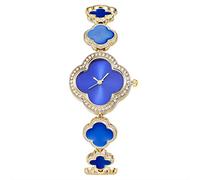 Four Leaf Grass Bracelet Watch, Women's Luxury Wristband Watch Stainless Steel Quartz Wristwatch Fashion Wrist Strap Bangle (Blue)