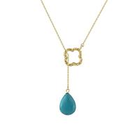 Four Leaf Necklace for Women with Genuine Turquoise Sterling Silver Natural Stone Lucky Pendant Necklaces Charm Jewelry